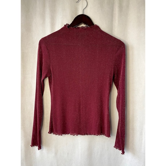 Burgundy Metallic Sheer Top - Picture 2 of 6